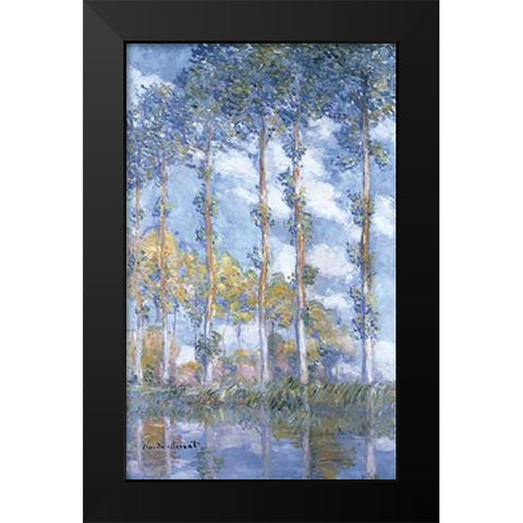 Les Peupliers Black Modern Wood Framed Art Print by Monet, Claude