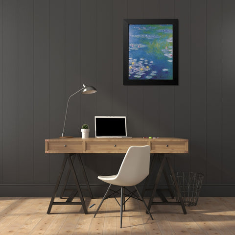 Waterlilies at Giverny Black Modern Wood Framed Art Print by Monet, Claude
