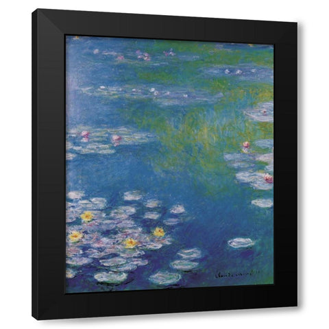 Waterlilies at Giverny Black Modern Wood Framed Art Print with Double Matting by Monet, Claude