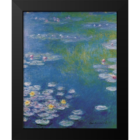 Waterlilies at Giverny Black Modern Wood Framed Art Print by Monet, Claude