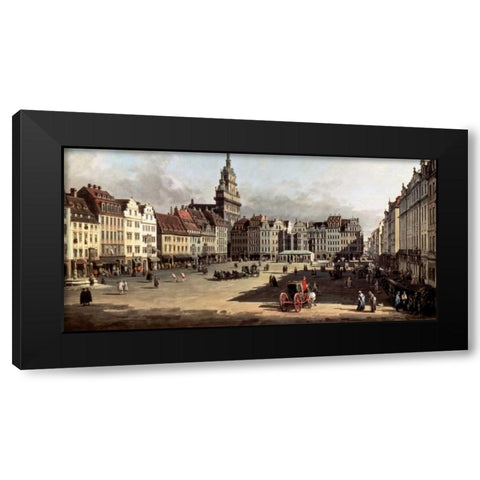 Dresden, the Old Market from Castle Street Black Modern Wood Framed Art Print with Double Matting by Bellotto, Bernardo