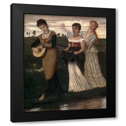 Music in the Fields Black Modern Wood Framed Art Print with Double Matting by Bocklin, Arnold