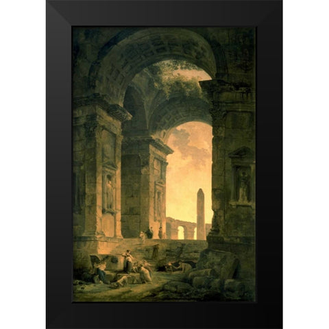 The Landscape with Obelisk Black Modern Wood Framed Art Print by Robert, Hubert