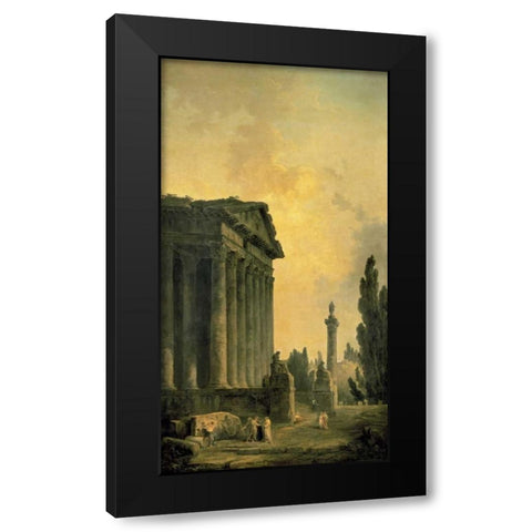 Temple Ruins Black Modern Wood Framed Art Print with Double Matting by Robert, Hubert