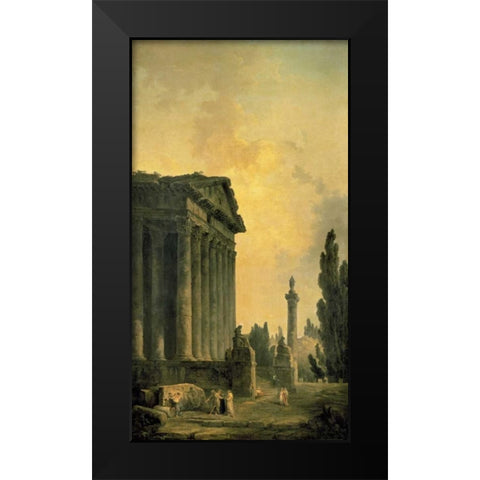 Temple Ruins Black Modern Wood Framed Art Print by Robert, Hubert