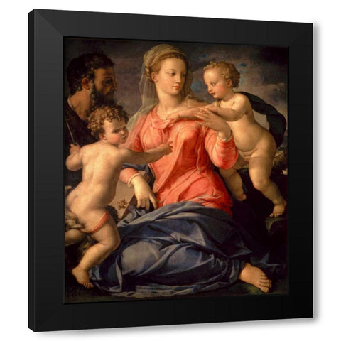 The Holy Family Black Modern Wood Framed Art Print with Double Matting by Bronzino, Agnolo