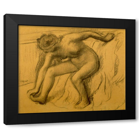 After Bath, 1892 Black Modern Wood Framed Art Print with Double Matting by Degas, Edgar
