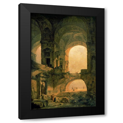 Vaulted Arches Ruin Black Modern Wood Framed Art Print with Double Matting by Robert, Hubert