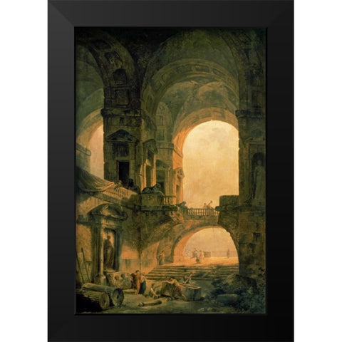 Vaulted Arches Ruin Black Modern Wood Framed Art Print by Robert, Hubert