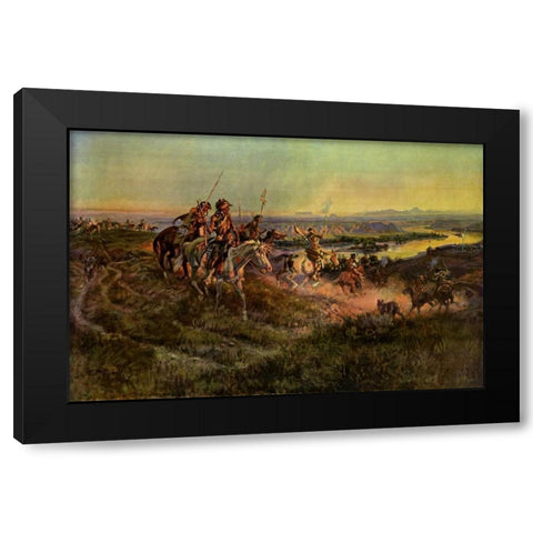 Salute of the Robe Trade Black Modern Wood Framed Art Print by Russell, Charles M.