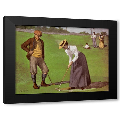 Twosome Black Modern Wood Framed Art Print with Double Matting by Frost, Arthur Burdett