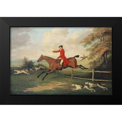 Fox Hunting Scene Black Modern Wood Framed Art Print by Sartorius, J.N.