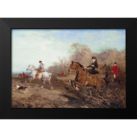 Out for a Scamper Black Modern Wood Framed Art Print by Hardy, Heywood