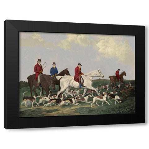 Earl Of Derbys Stag Hounds Black Modern Wood Framed Art Print with Double Matting by Barenger