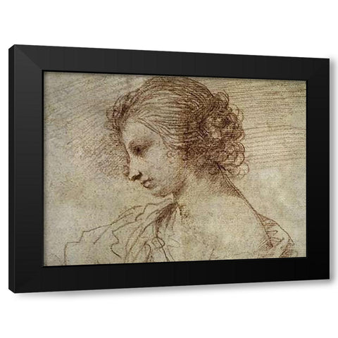 Profile of a Woman Black Modern Wood Framed Art Print by Guercino