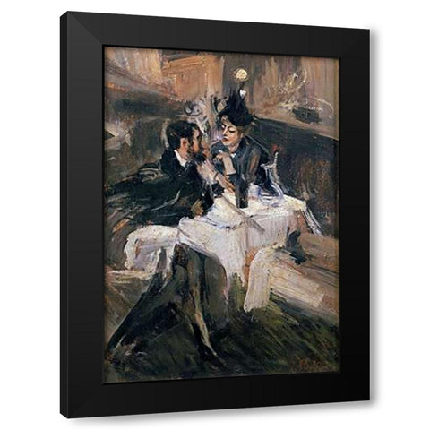 The Sweethearts Lunch Black Modern Wood Framed Art Print with Double Matting by Boldini, Giovanni