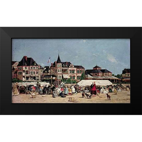 Casino De Trouville Black Modern Wood Framed Art Print by Boudin, Eugene