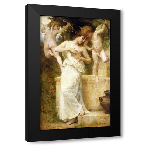 Blessures DAmour Black Modern Wood Framed Art Print by Bouguereau, William-Adolphe