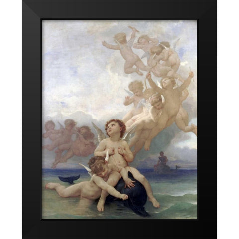 The Birth of Venus Black Modern Wood Framed Art Print by Bouguereau, William-Adolphe
