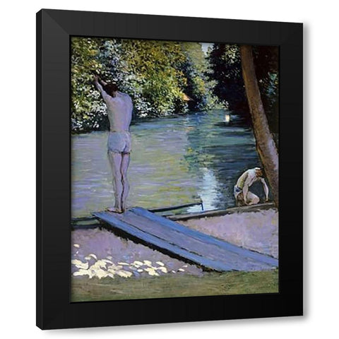 Bather About To Plunge Into The River Lyrres Black Modern Wood Framed Art Print by Caillebotte, Gustave