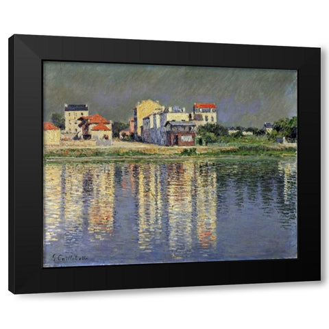 Banks of The Seine at Argenteuil Black Modern Wood Framed Art Print by Caillebotte, Gustave