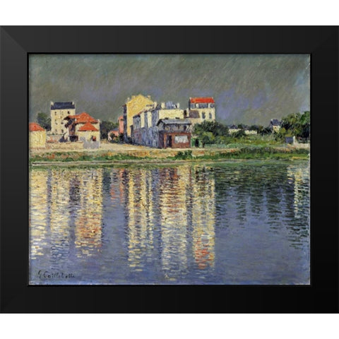Banks of The Seine at Argenteuil Black Modern Wood Framed Art Print by Caillebotte, Gustave