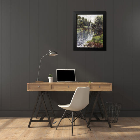 A Small Branch of The Seine, Argenteuil Black Modern Wood Framed Art Print by Caillebotte, Gustave
