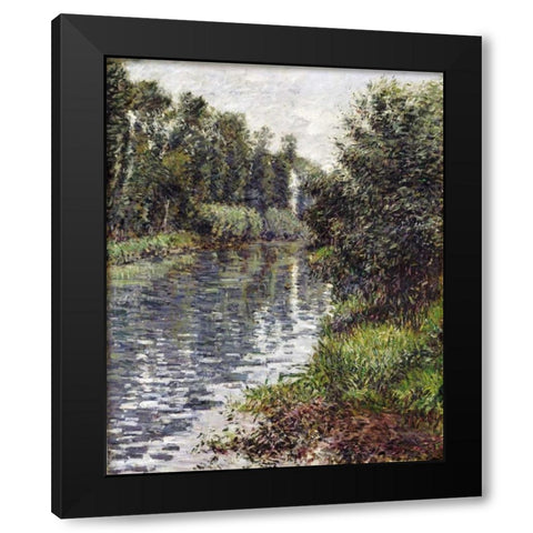 A Small Branch of The Seine, Argenteuil Black Modern Wood Framed Art Print by Caillebotte, Gustave