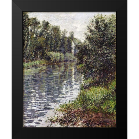 A Small Branch of The Seine, Argenteuil Black Modern Wood Framed Art Print by Caillebotte, Gustave