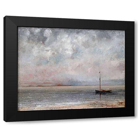 Clouds On Lake Leman Black Modern Wood Framed Art Print with Double Matting by Courbet, Gustave