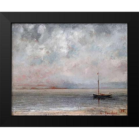 Clouds On Lake Leman Black Modern Wood Framed Art Print by Courbet, Gustave