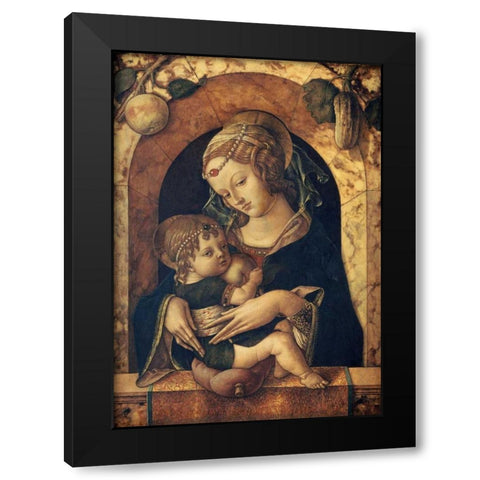 The Madonna and Child at a Marble Parapet Black Modern Wood Framed Art Print by Crivelli, Carlo