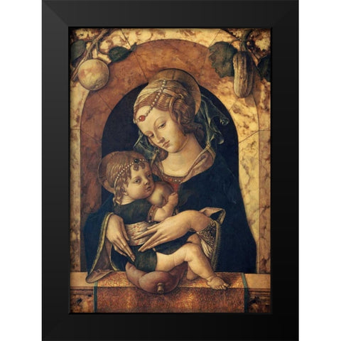 The Madonna and Child at a Marble Parapet Black Modern Wood Framed Art Print by Crivelli, Carlo