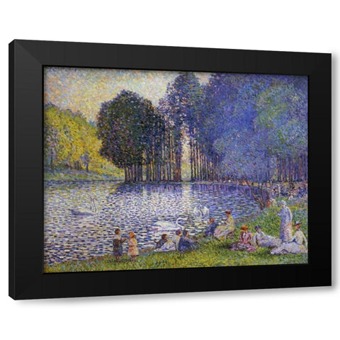 The Lake In The Bois De Boulogne Black Modern Wood Framed Art Print by Cross, Henri Edmond