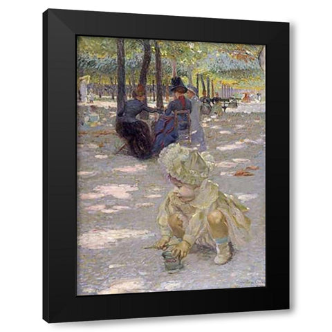 An August Afternoon at the Luxembourg Black Modern Wood Framed Art Print by Cross, Henri Edmond