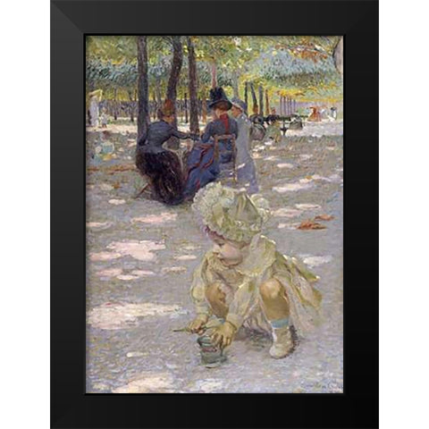 An August Afternoon at the Luxembourg Black Modern Wood Framed Art Print by Cross, Henri Edmond
