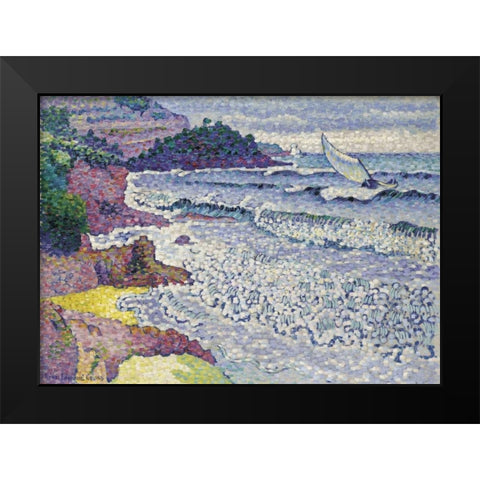 La Mer Clapotante Black Modern Wood Framed Art Print by Cross, Henri Edmond