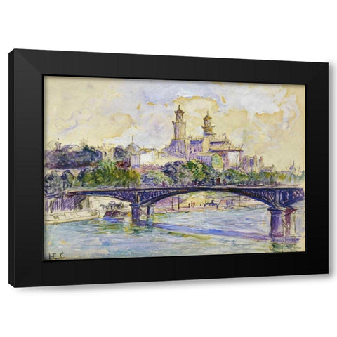 The Seine In front of The Trocadero Black Modern Wood Framed Art Print by Cross, Henri Edmond
