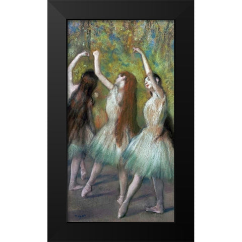 Green Dancers Black Modern Wood Framed Art Print by Degas, Edgar