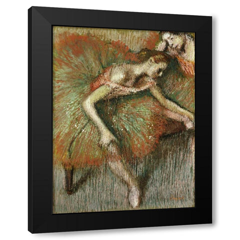 Dancers Black Modern Wood Framed Art Print with Double Matting by Degas, Edgar
