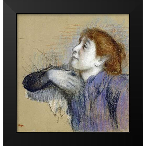 Bust of a Woman Black Modern Wood Framed Art Print by Degas, Edgar