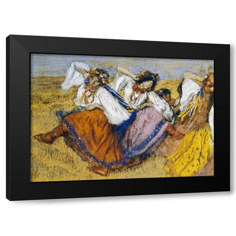 Russian Dancers Black Modern Wood Framed Art Print with Double Matting by Degas, Edgar