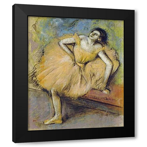 Danseuse Assise Black Modern Wood Framed Art Print with Double Matting by Degas, Edgar