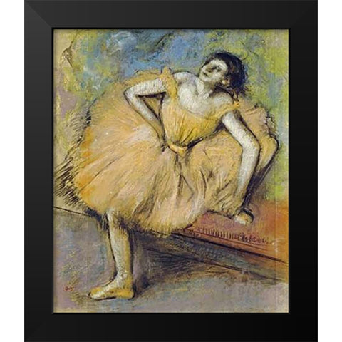 Danseuse Assise Black Modern Wood Framed Art Print by Degas, Edgar