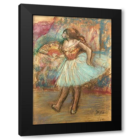 Dancer With a Fan Black Modern Wood Framed Art Print with Double Matting by Degas, Edgar