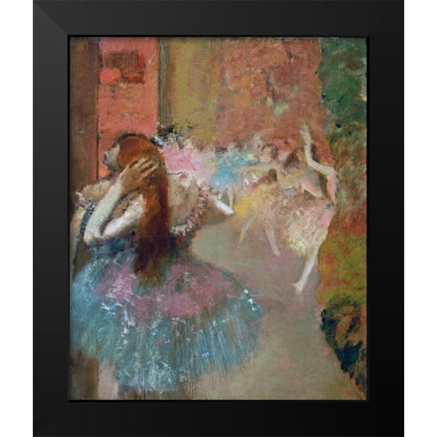 Scene De Ballet Or Balleteuses Black Modern Wood Framed Art Print by Degas, Edgar