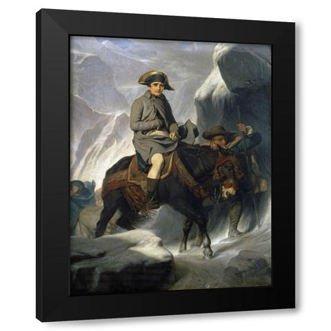 Napoleon Crossing The Alps Black Modern Wood Framed Art Print with Double Matting by Delaroche, Paul
