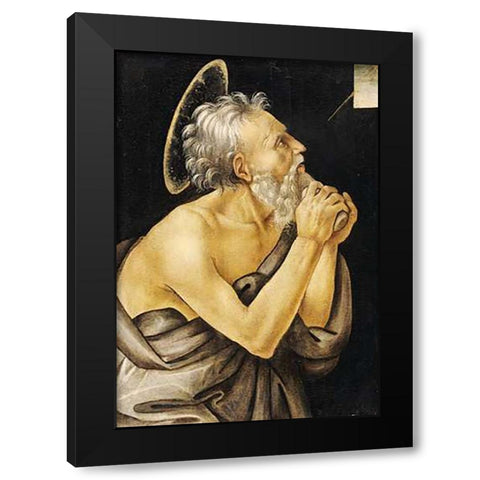 Saint Jerome Black Modern Wood Framed Art Print with Double Matting by Lippi, Filippo