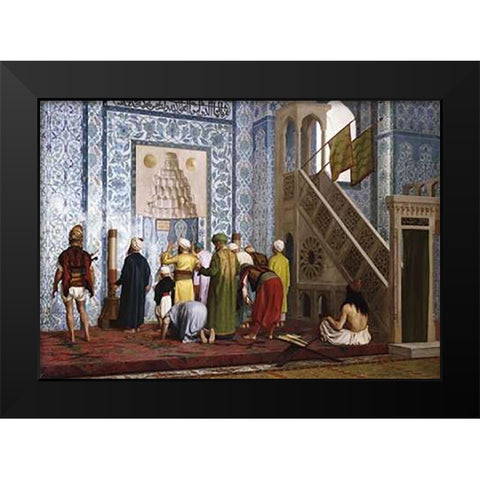 The Blue Mosque. Black Modern Wood Framed Art Print by Gerome, Jean Leon