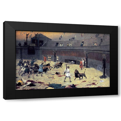 The Reentry of the Lions Into The Arena Black Modern Wood Framed Art Print with Double Matting by Gerome, Jean Leon